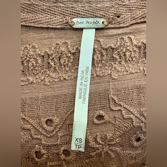 Free People Parisian Nights Pink Rose Bell Sleeve Ribbed V-Neck Shirt Size XS - Picture 8 of 9